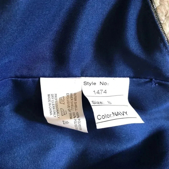 New Allure Bridals black, silver long matalic strapless mod gown size 6/8 - Picture 10 of 14